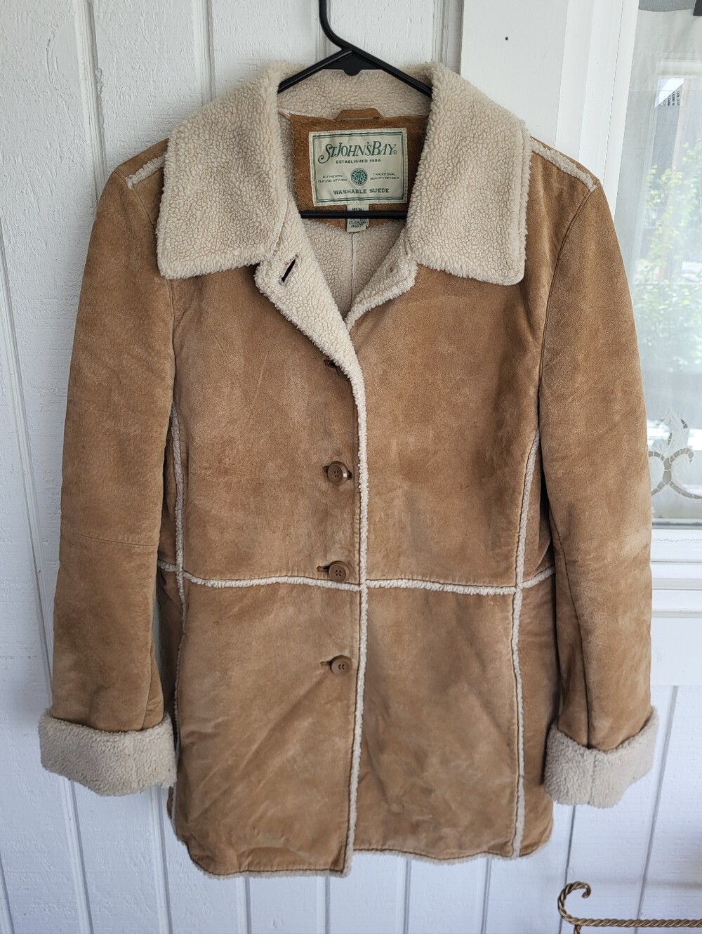 Y2K St John's Bay Washable Suede Jacket Women's M Sherpa Lined Outdoors Western